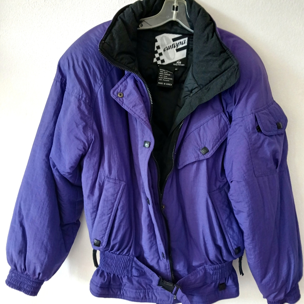 Bold RETRO EUROPA by Helly Hansen Vtg SKI Puffer JACKET Coat PURPLE size 12 | LG